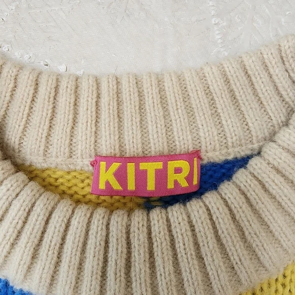 Kitri Multi color Patchwork Sweater Dress Longsleeves Knited Size M Women's - Picture 5 of 7